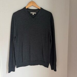 Nordstrom Men's Grey Marino Wool Knit V-Neck Long‎ Sleeve Sweater Size M
